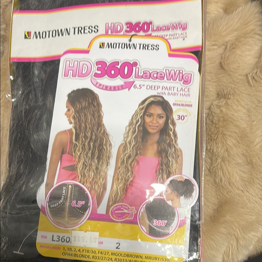 Motown Tres’s HD360 Lace Wig long curls color 2 soft black